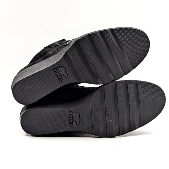 Sorel Women Toronto Black Suede Lace-up Wedge Ankle Boots size 9 - Picture 6 of 11